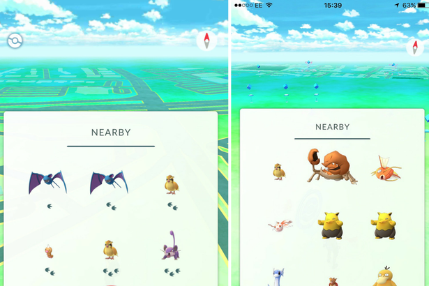 Vecchia e nuova versione della funzione vicina in Pokemon Go