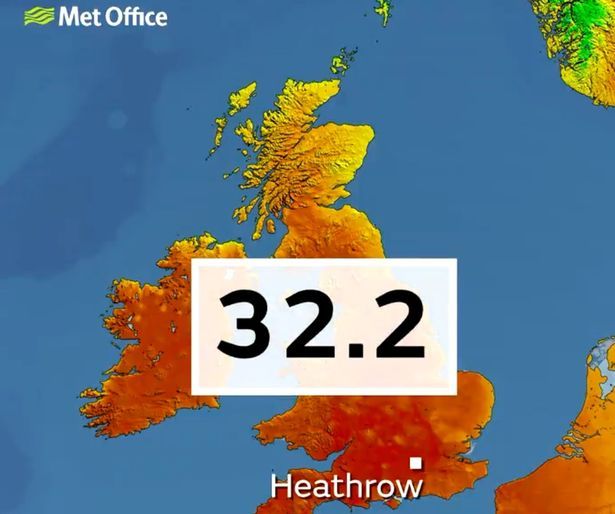 As temperaturas subiram para 32,2C em Heathrow ontem